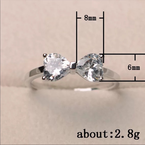 Heart Cut 925 Silver Knot Bow Style Sapphire Ring - Picture 6 of 6